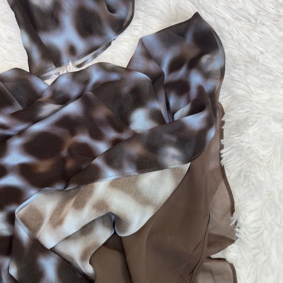 Zara Black and Gray Cowl Neck Bell Sleeve Gown - Picture 7 of 8